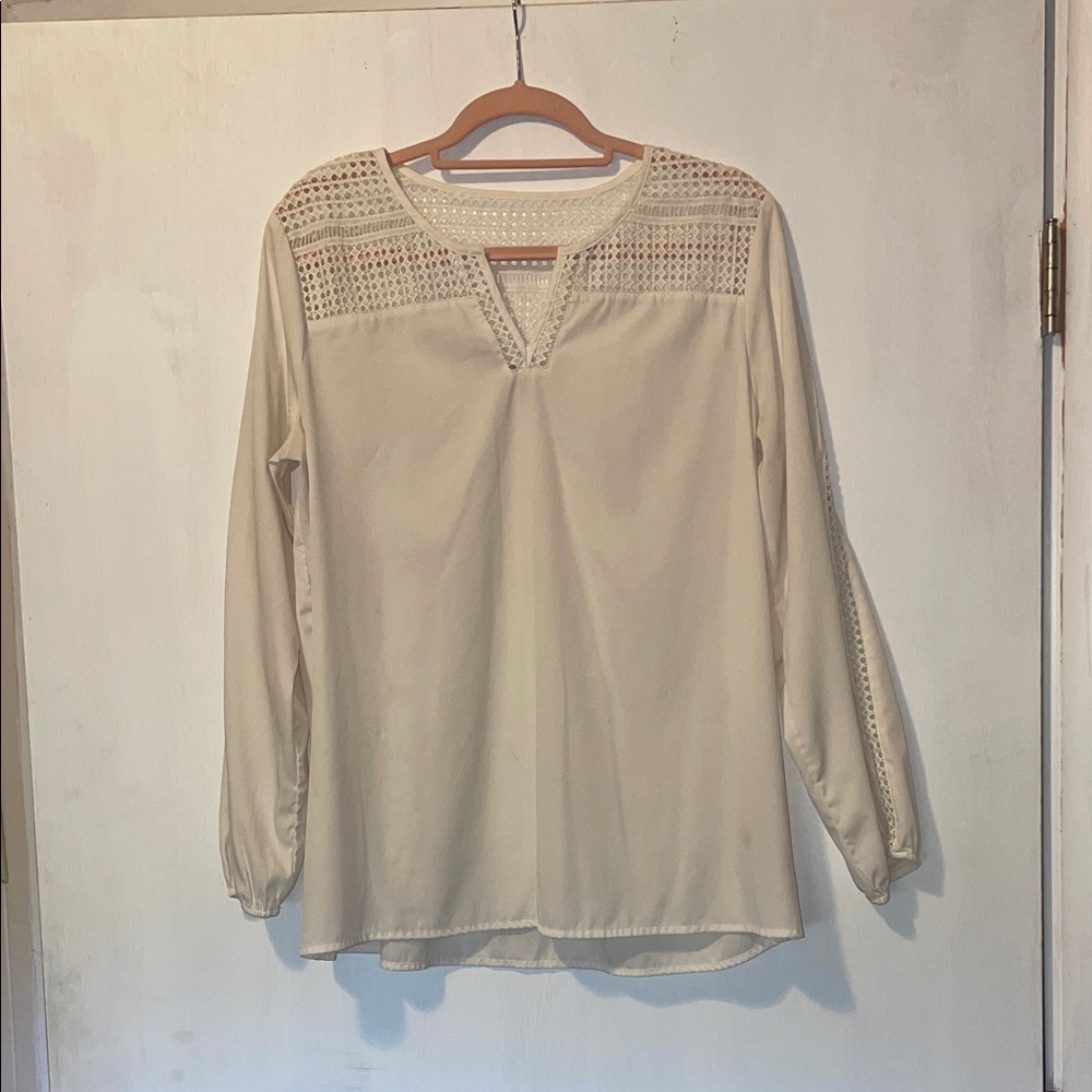 Bass Cream Blouse with Lace Accents